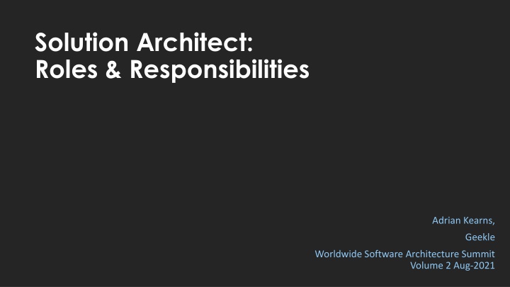 Roles & Responsibilities of a Solution Architect