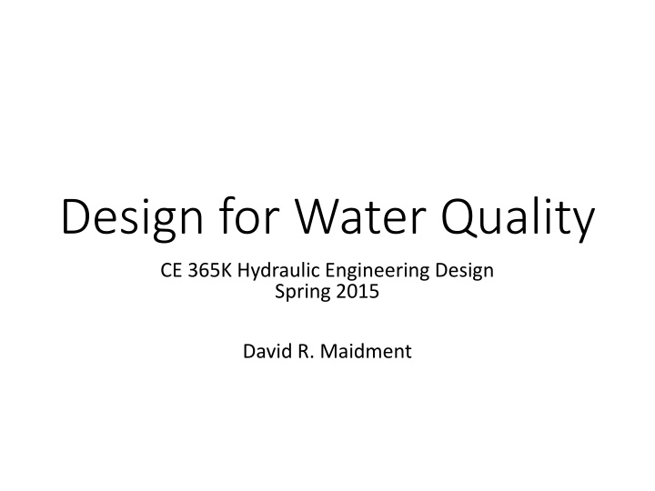 design for water quality n.w