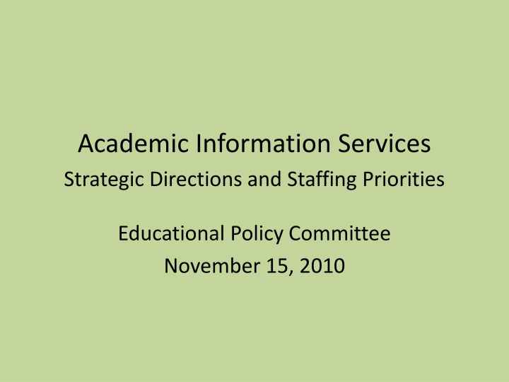 academic information services strategic n.w