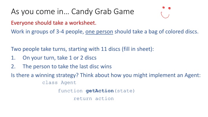 AI Representation and Problem Solving in Candy Grab Game