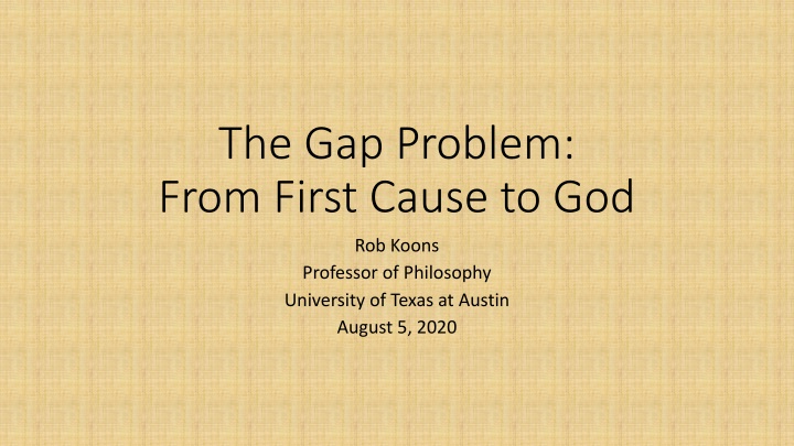 the gap problem from first cause to god n.w