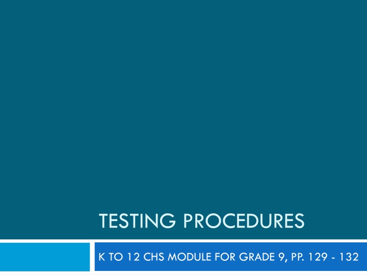 testing procedures n.w