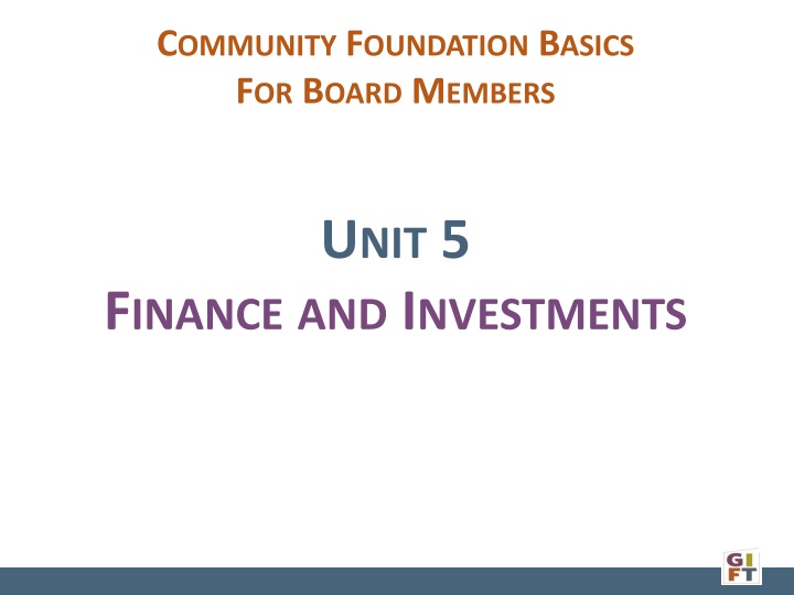 c ommunity f oundation b asics f or b oard n.w