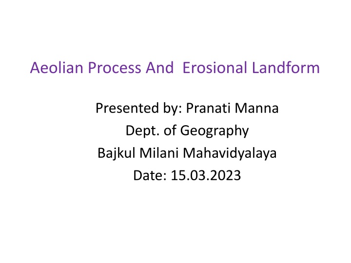 aeolian process and erosional landform n.w