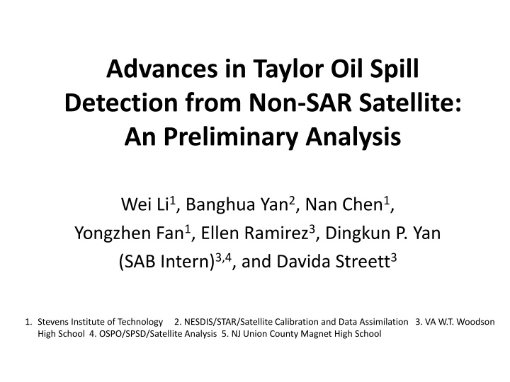 advances in taylor oil spill detection from n.w