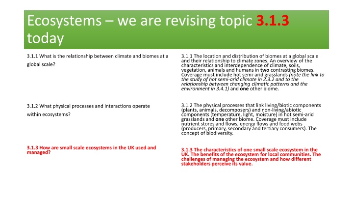 ecosystems we are revising topic 3 1 3 today n.w