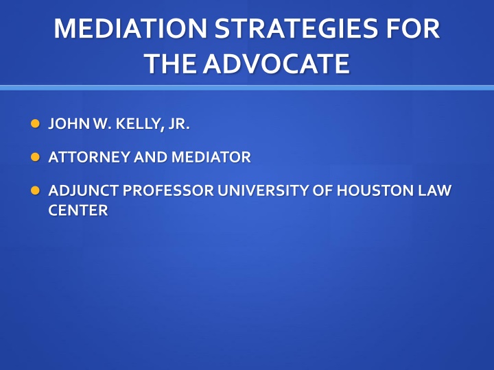 mediation strategies for the advocate n.w