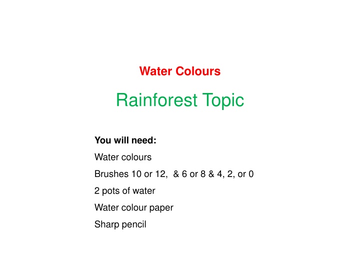 water colours rainforest topic n.w
