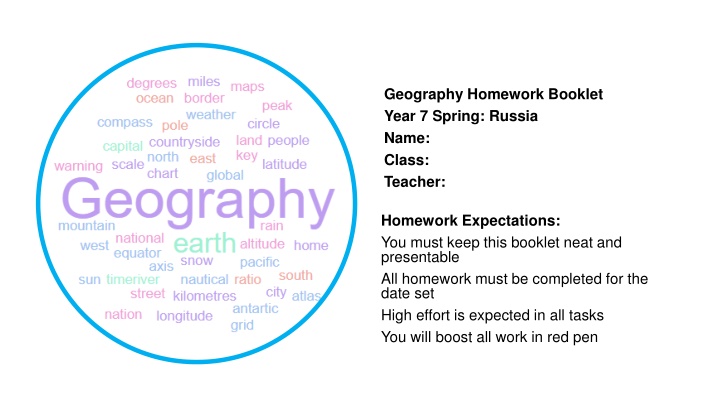 geography homework booklet year 7 spring russia n.w