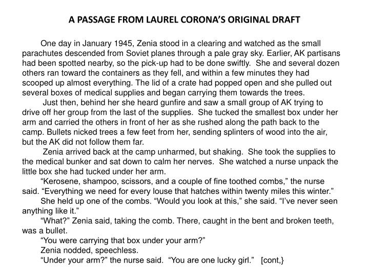 a passage from laurel corona s original draft n.w