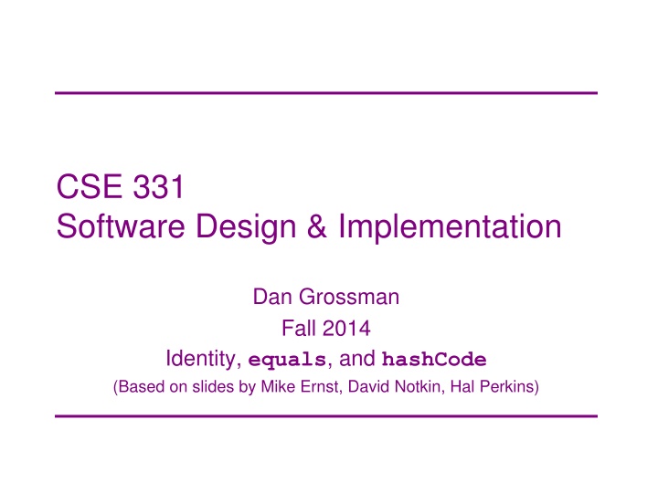 cse 331 software design implementation n.w