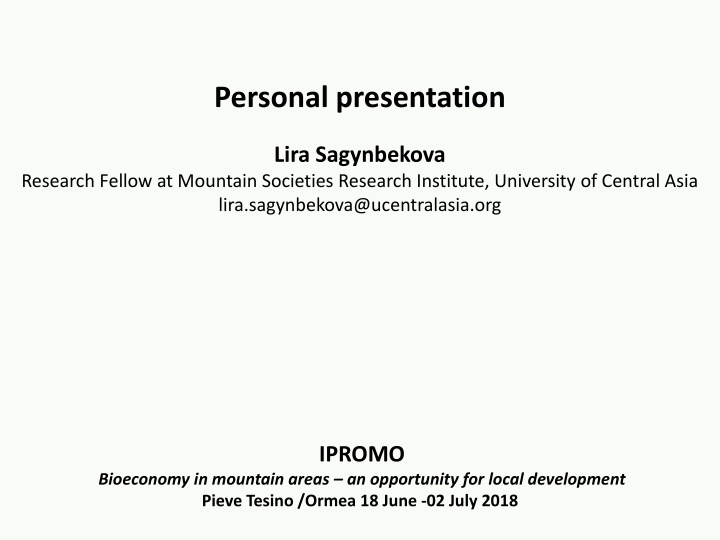 personal presentation n.w