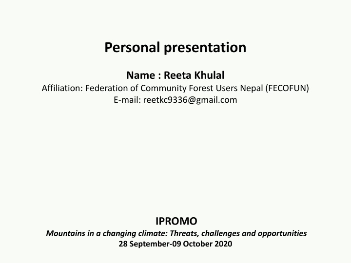 personal presentation n.w