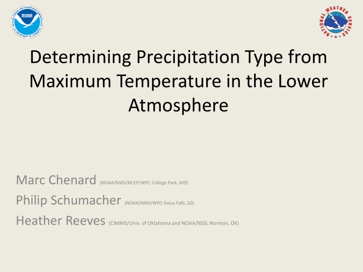determining precipitation type from maximum n.w