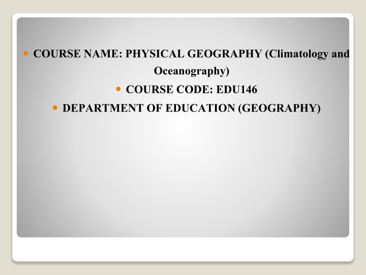 course name physical geography climatology n.w