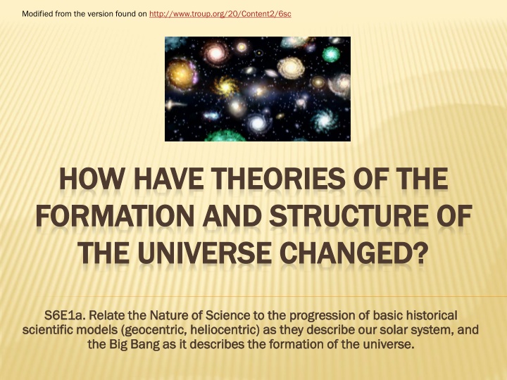 The Evolution of Universe Theories