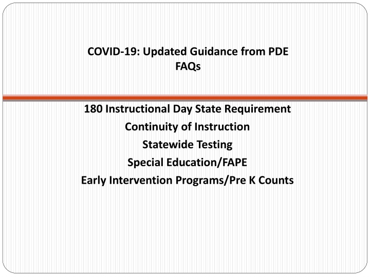 covid 19 updated guidance from pde faqs n.w