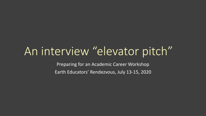 an interview elevator pitch n.w