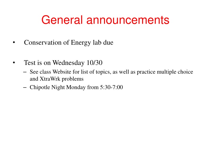 general announcements n.w