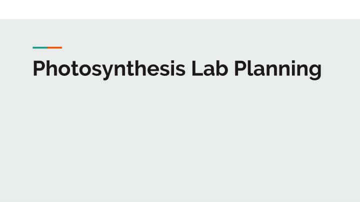photosynthesis lab planning n.w