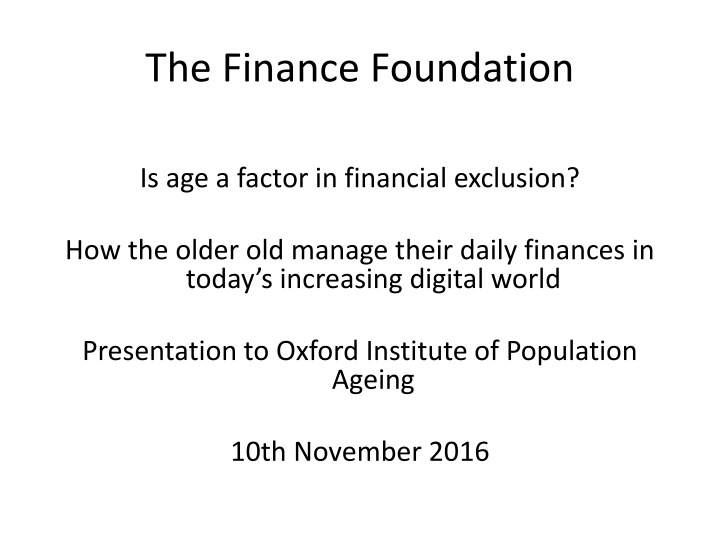 the finance foundation n.w