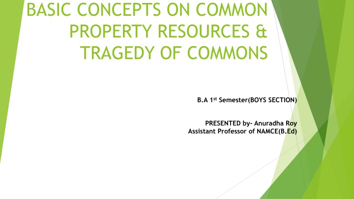 basic concepts on common property resources n.w