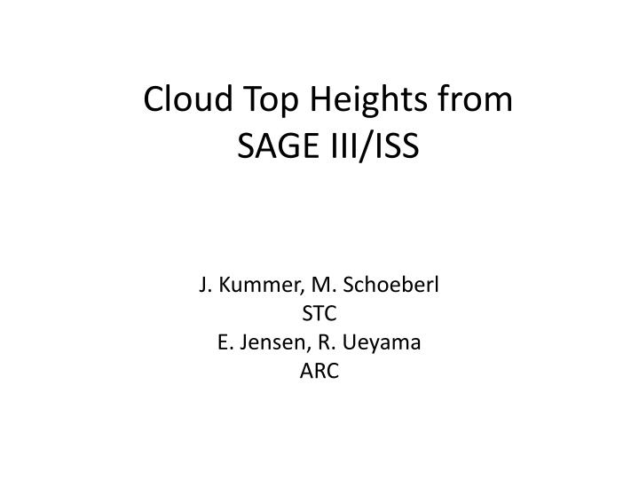 cloud top heights from sage iii iss n.w