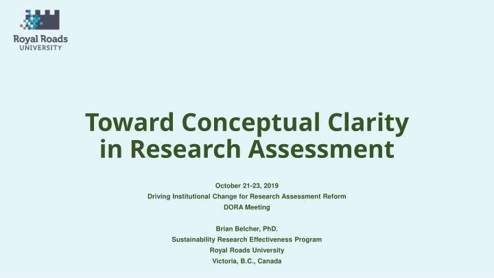 toward conceptual clarity in research assessment n.w