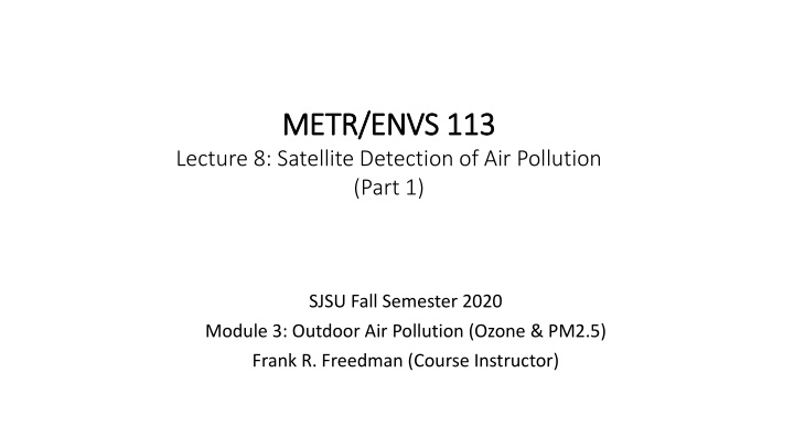 metr envs 113 metr envs 113 lecture 8 satellite n.w
