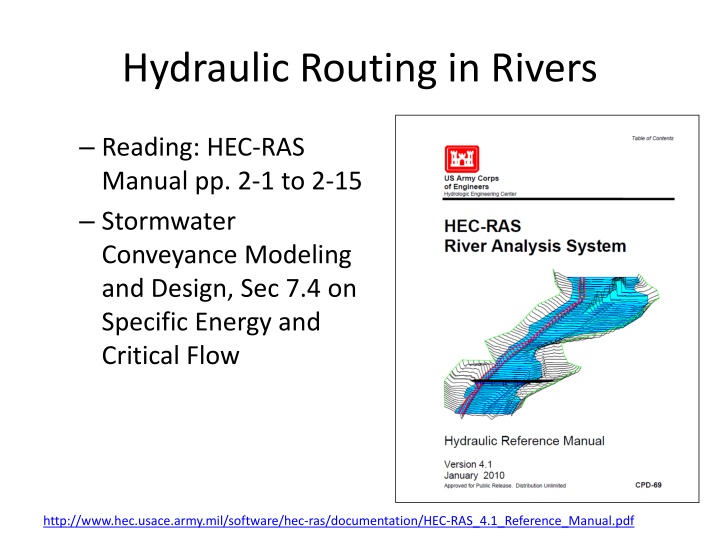 hydraulic routing in rivers n.w
