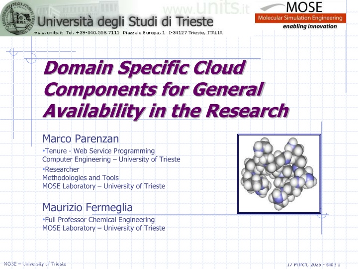 domain specific cloud components for general n.w
