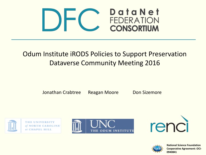 odum institute irods policies to support n.w