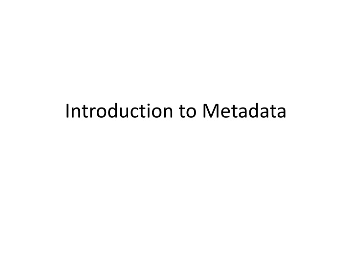 introduction to metadata n.w