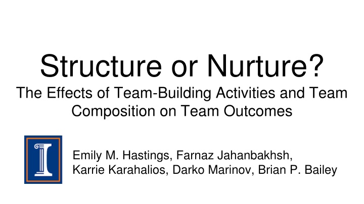 structure or nurture the effects of team building n.w