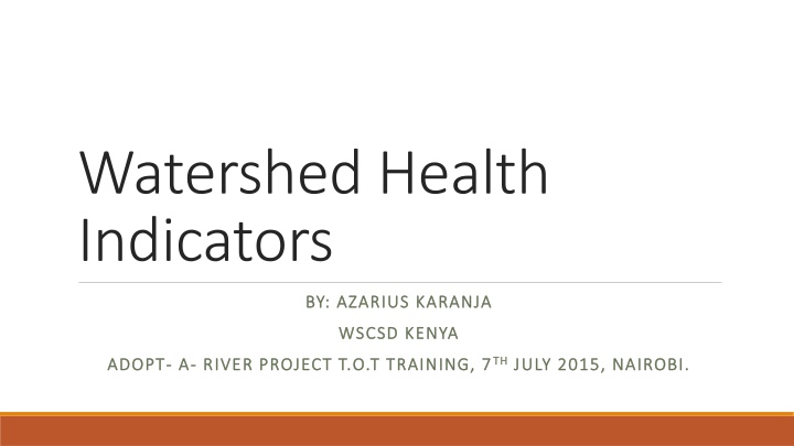 Watershed Health Indicators in Kenya