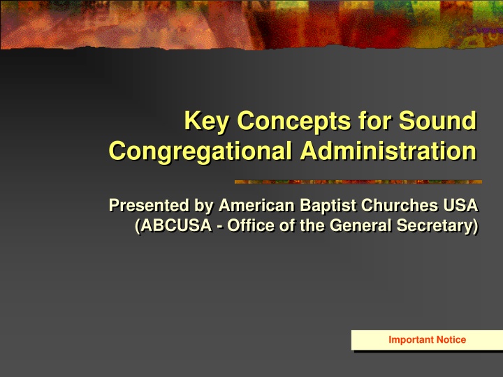 key concepts for sound congregational n.w