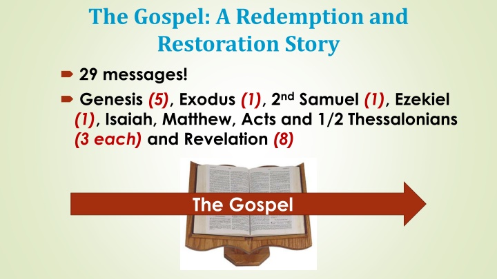 the gospel a redemption and restoration story n.w