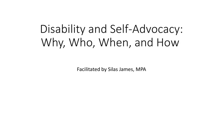 disability and self advocacy why who when and how n.w