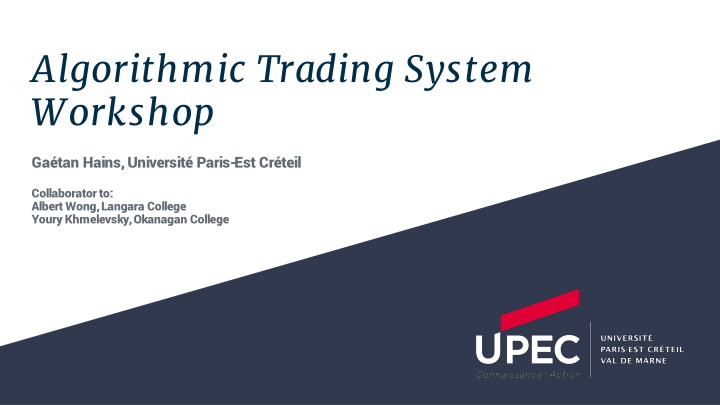 algorithmic trading system workshop n.w