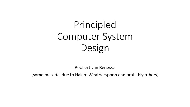 principled computer system design n.w