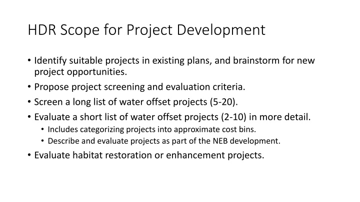 hdr scope for project development n.w