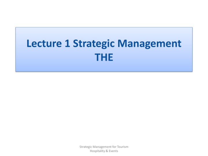 lecture 1 strategic management the n.w