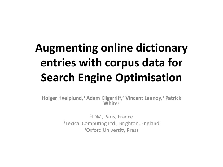 augmenting online dictionary entries with corpus n.w