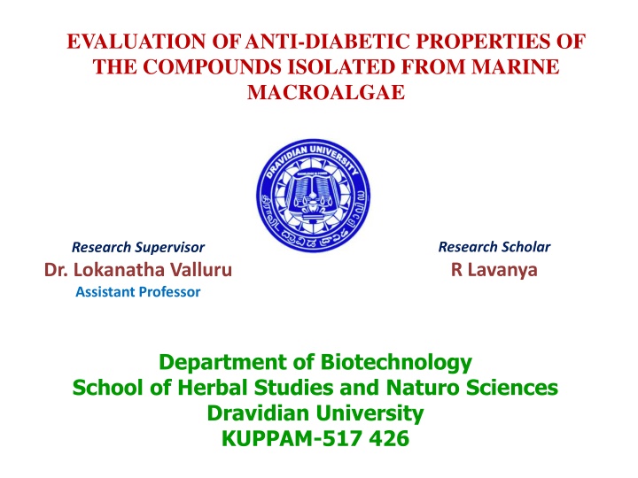 evaluation of anti diabetic properties n.w