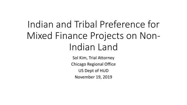 indian and tribal preference for mixed finance n.w