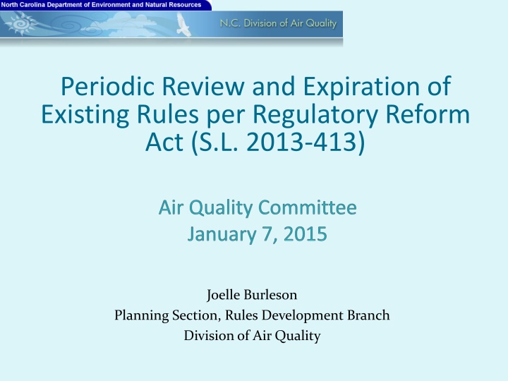 periodic review and expiration of existing rules n.w