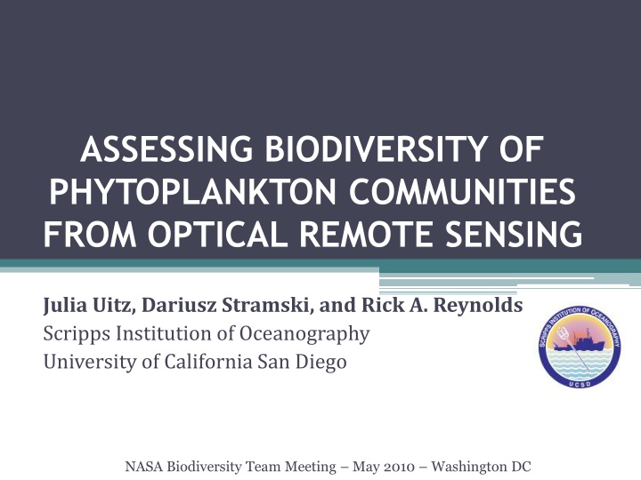 assessing biodiversity of phytoplankton n.w