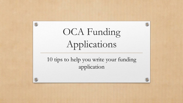 oca funding applications n.w