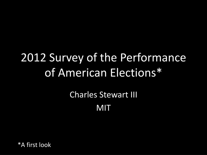 2012 survey of the performance of american n.w
