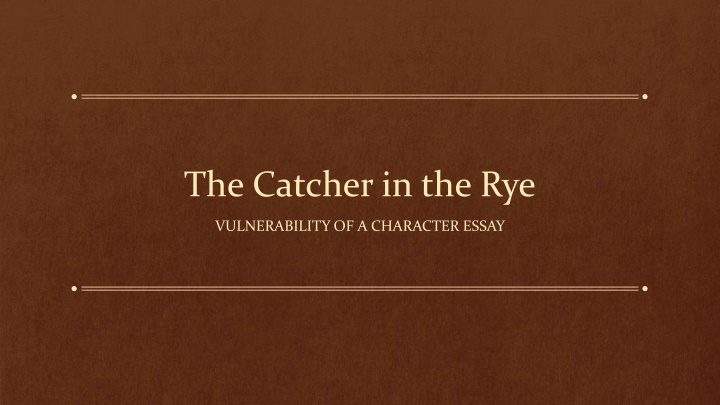 the catcher in the rye n.w